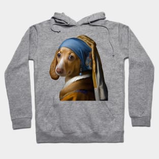 Dachshund With The (Blue) Pearl Earring Hoodie